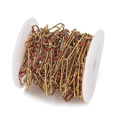 304 Stainless Steel Enamel Dapped Chain Oval Link Chains CHS-K021-15G-05-1