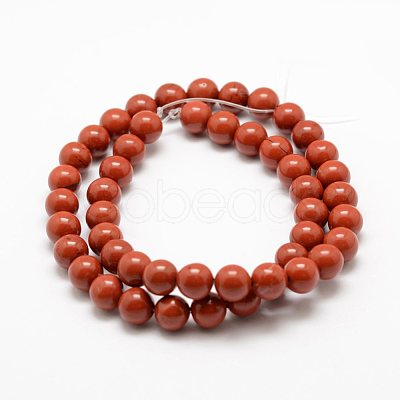 Natural Red Jasper Beads Strands X-G-E375-6mm-02-1