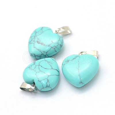 Heart Dyed Synthetic Turquoise Pendants X-G-Q371-09-1