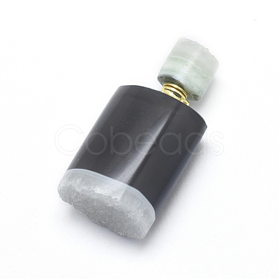 Natural Agate Openable Perfume Bottle Pendants G-E556-13D-1