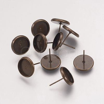 Brass Stud Earring Settings X-KK-H021-1AB-1