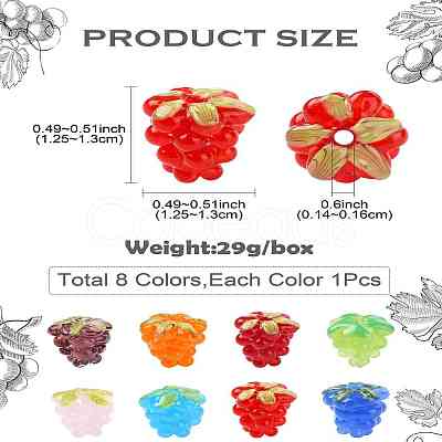 8Pcs 8 Styles Handmade Lampwork Beads LAMP-CJ0002-22-1