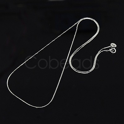 Anti-Tarnish Trendy Unisex Rhodium Plated 925 Sterling Silver Snake Chain Necklaces STER-M034-A-09-1