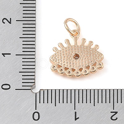 Brass Pave Clear Cubic Zirconia & Shell Eye Charms with Jump Rings KK-Q816-04G-1