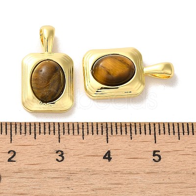 Natural Tiger Eye Pendants KK-H461-01G-1