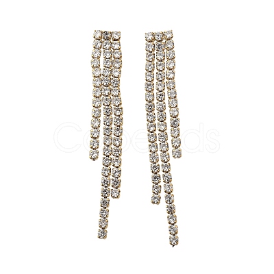 304 Stainless Steel Clear Cubic Zirconia Tassel Stud Earrings EJEW-Z094-01E-G-1