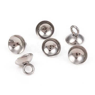 201 Stainless Steel Bead Cap Pendant Bails STAS-L244-27E-P-1