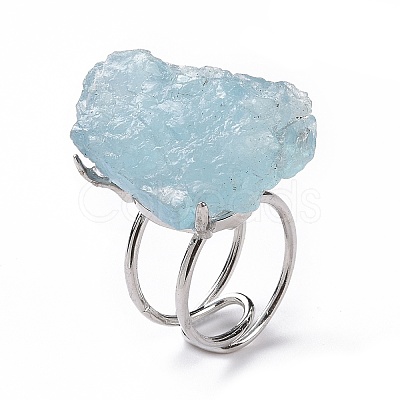 Gemstone Nuggets Cuff Ring RJEW-G271-01P-1