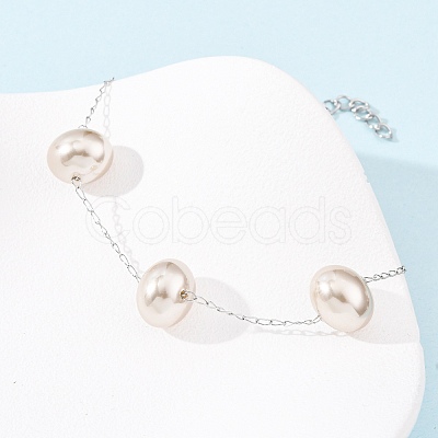 Acrylic Imitation Pearls Beaded Link Bracelets BJEW-F519-01P-1
