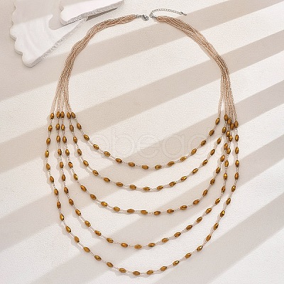 Bohemian Style Plastic Long Bicone Beads Multi Layered Necklaces for Women's Daily Parties DF6907-3-1