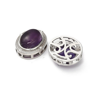 Brass Pave Natural Amethyst Multi-Strand Links KK-D366-01P-K-1