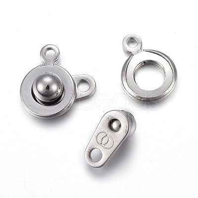 Non-Tarnish 201 Stainless Steel Snap Clasps X-STAS-C042-03P-1