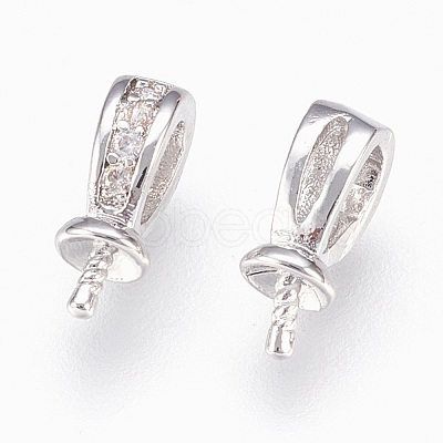 Brass Cup Pearl Peg Bails Pin Pendants KK-P150-17P-1