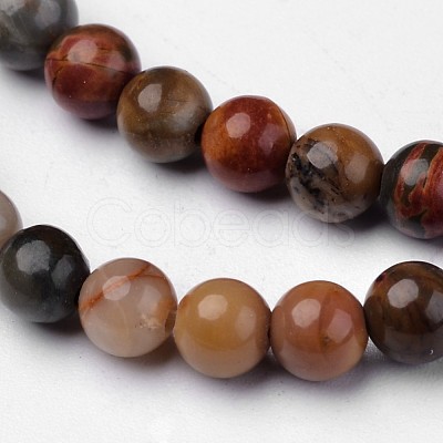 Natural Polychrome Jasper/Picasso Stone/Picasso Jasper Beads Strands G-D809-04-4mm-1