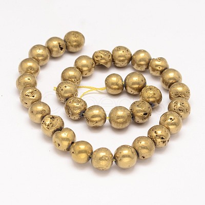 Round Electroplate Natural Quartz Crystal Bead Strands G-L447-09D-1