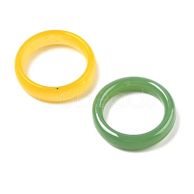 Glass Imitation Agate Finger Rings for Women RJEW-A055-01-1