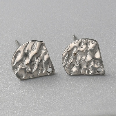 304 Stainless Steel Textured Geometric Stud Earring Findings with Hole STAS-WH0027-54M-1
