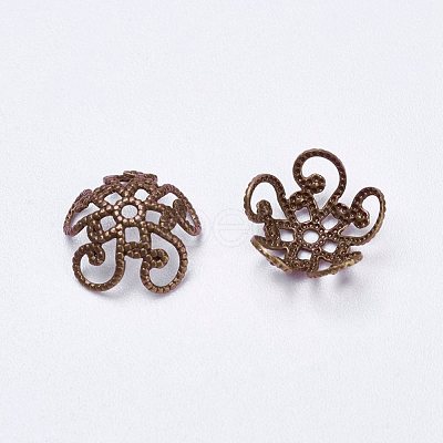 Brass Fancy Bead Caps X-KK-B213-R-1