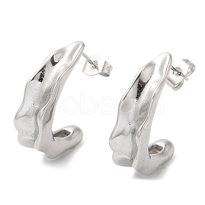 Non-Tarnish 304 Stainless Steel Twist Bean Pod Stud Earrings EJEW-B026-13P-1