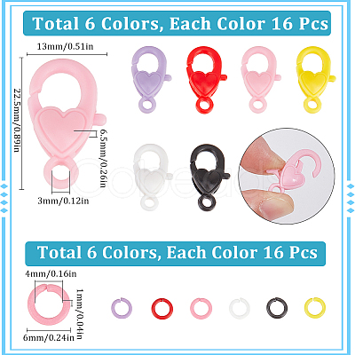 96Pcs Heart Plastic Lobster Claw Clasps FIND-SC0013-50-1
