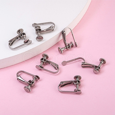 Tarnish Resistant 304 Stainless Steel Clip-on Earring Settings X-STAS-Q227-01-1