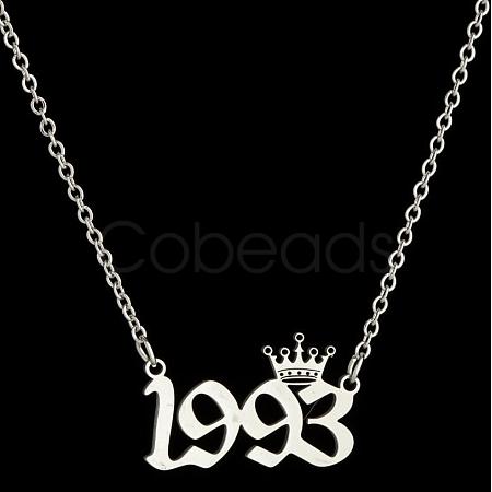 Crown Birth Year 201 Stainless Steel Pendant Necklaces for Women FS-WG4E8F2-54-1