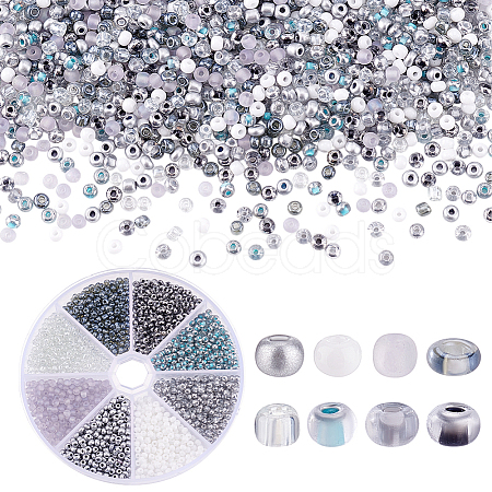 80G 8 Colors Round Glass Seed Beads SEED-PH0002-42-1