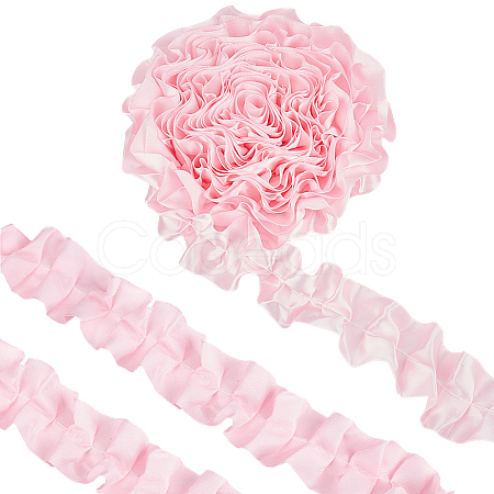5 Yards Polyester Ruffled Trimming Lace Ribbon OCOR-WH0091-76B-1