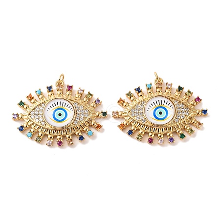 Rack Plating Brass Micro Pave Cubic Zirconia Pendants KK-H486-24G-05-1