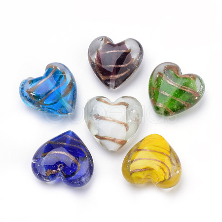 Handmade Gold Sand Lampwork Beads LAMP-R138-02-1