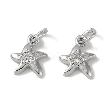 Brass Micro Pave Clear Cubic Zirconia Pendants KK-S367-15B-1