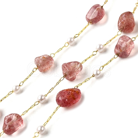 Handmade Natural Strawberry Quartz Nuggets Beaded Chains CHC-F020-04G-09-1