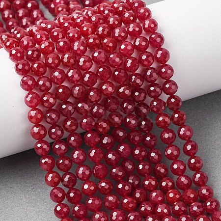 Lab Grown Red Corundum Beads Strands G-Z123-A01-6mm-1