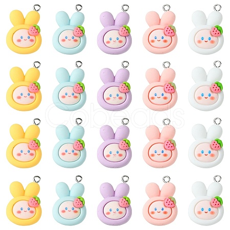 25Pcs 5 Colors Opque Resin Animal Pendants RESI-CJ0003-76-1