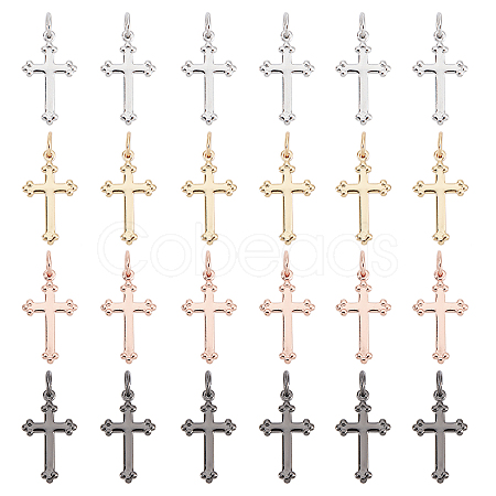 PandaHall Elite 24Pcs 4 Colors Brass Pendants KK-PH0003-77-1