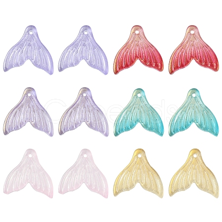 24Pcs 6 Colors Transparent Spray Painted Glass Pendants GLAA-FS0001-90-1