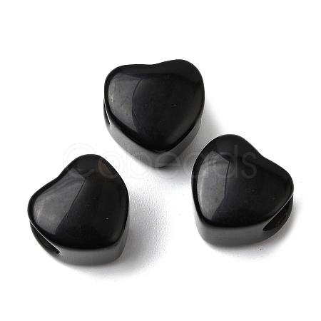 Natural Black Obsidian European Beads G-C269-01C-1