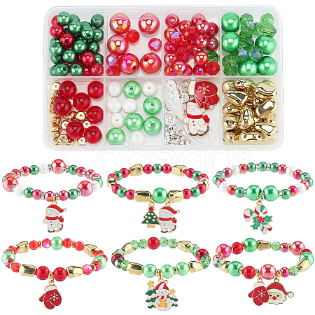 Christmas Theme DIY Glass & Plastic Beads Bracelet Making Kits DIY-SC0028-18-1