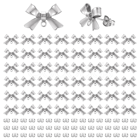 25 Pairs 304 Stainless Steel Bowknot Stud Earring Findings STAS-ME0003-34P-1