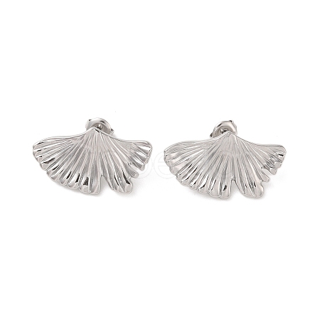 Non-Tarnish Leaf 304 Stainless Steel Stud Earrings for Women EJEW-L272-034P-05-1