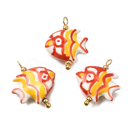 Ocean Themed Hand Painted Ceramic Porcelain Pendants PR-CBA0027-05G-05-1