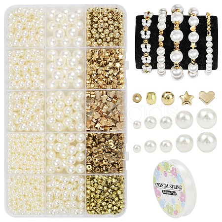 DIY ABS Plastic Pearl & CCB Plastic Beads Stretch Bracelets Making Kits DIY-YW0011-67-1