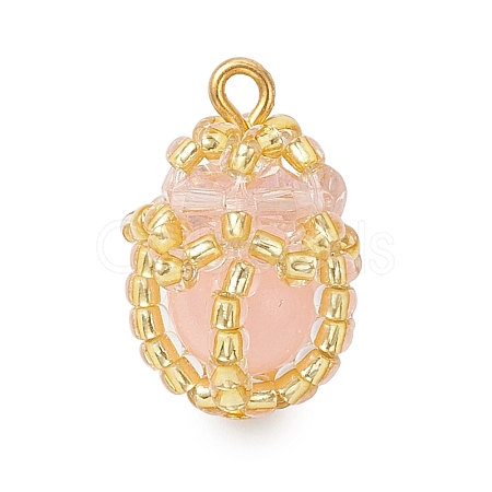 Luminous Handmade Glass Seed Beaded Teardrop Pendants PALLOY-MZ00962-02-1