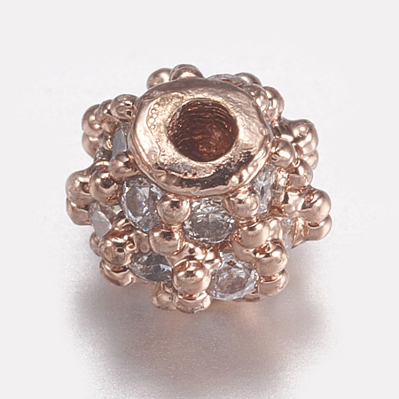Brass Micro Pave Cubic Zirconia Beads ZIRC-E143-17A-RG-1