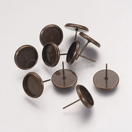 Brass Stud Earring Settings X-KK-H021-1AB-1