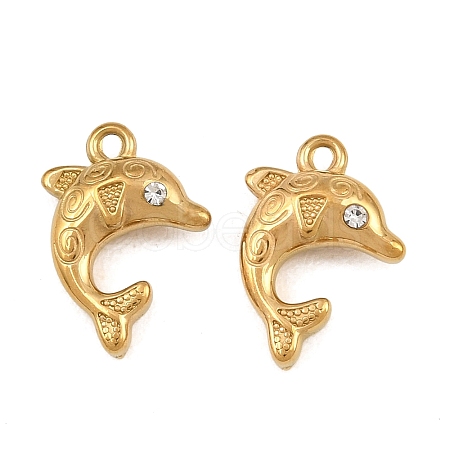 304 Stainless Steel with Crystal Rhinestone Charms RB-CBABFDA-11G-G-1