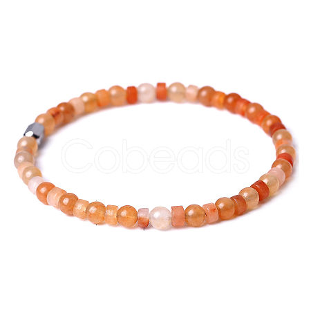 Natural Red Aventurine Beads Stretch Bracelets for Women Men PW-WG6A9BA-04-1