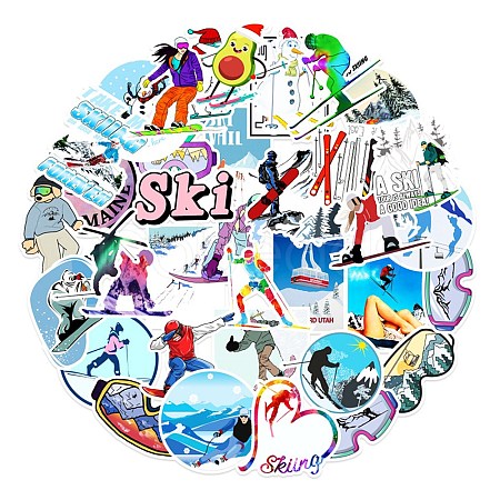 Skiing Theme Waterproof PVC Adhesive Stickers STIC-PW0014-004-1