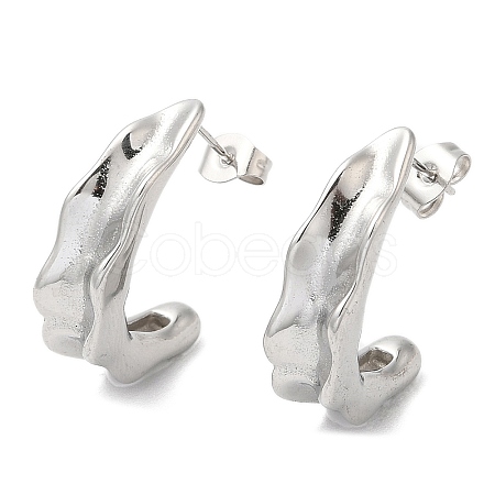 Non-Tarnish 304 Stainless Steel Twist Bean Pod Stud Earrings EJEW-B026-13P-1