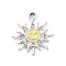 Alloy Enamel Pendants, with Crystal Rhinestone, Smiling Sun Charms, Platinum, Yellow, 22.5x19.5x2.5mm, Hole: 2mm